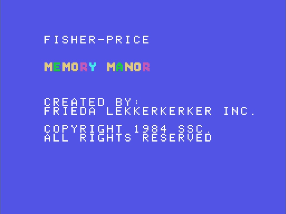 Title Screen of Memory Manor for Colecovision